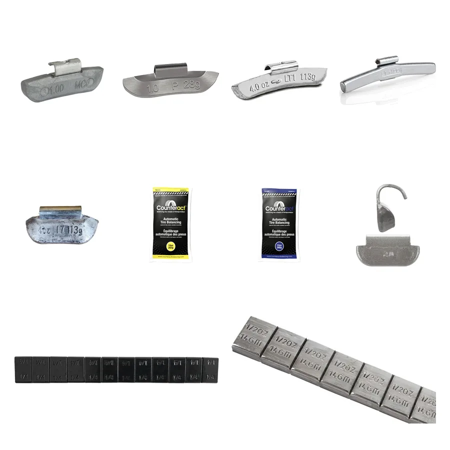 Clip-on and adhesive wheel weights and Counteract balancing beads
